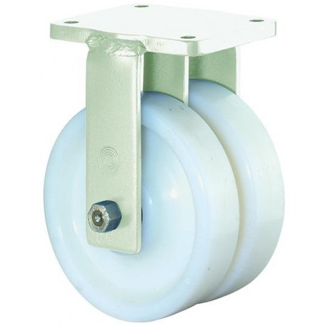 Roulette double 125mm S110.B15 plaque Plastique blanc KL S110.B15.126