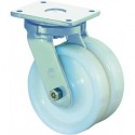 Roulette double 200mm S100.B15 plaque Plastique blanc KL S100.B15.201