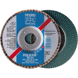 Meule-éventail Ø 115 mm (13300 tr/mn), POLIFAN® SG-ZA, bombée, Grain : 80
