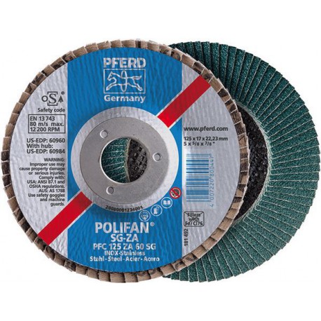 Meule-éventail Ø 125 mm (12200 tr/mn), POLIFAN® SG-ZA, bombée, Grain : 80