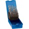 Jeu de forets hélicoïdaux, coffret plastique, en acier à coupe rapide à 5 % de cobalt, type Ti, DIN 338, surface sans revêtement, Ø h8 : 1,00-5,90 mm