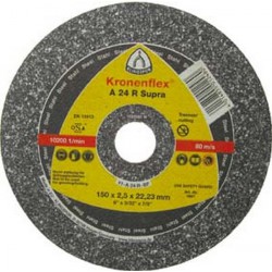 Disque à tronçonner A 24 R Supra pour l'acier, Ø x Épais. : 115 x 2,5 mm, Modèle Coudé, Vitesse maxi. 13300 tr/mn