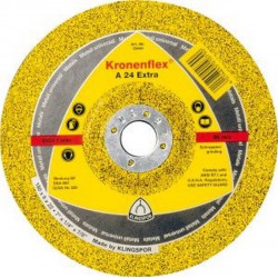Disque à ébarber A 24 Extra pour l'usinage de l'acier, Ø x Épais. : 180 x 6,0 mm, Modèle Coudé, Vitesse maxi. 8500 tr/mn