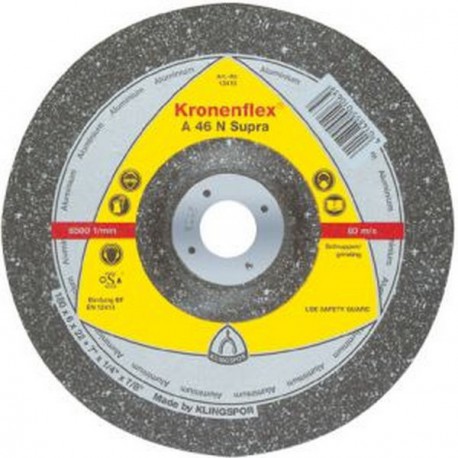 Disque à ébarber A 46 N Supra pour l'usinage de l'aluminium, Ø x Épais. : 125 x 6,0 mm, Modèle Coudé, Vitesse maxi. 12200 tr/mn