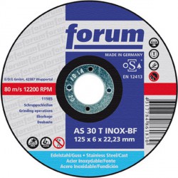 Disque à ébarber pour usinage acier inoxydable, Ø x Épais. : 180 x 6,0 mm, Modèle Coudé, Vitesse maxi. 8500 tr/mn