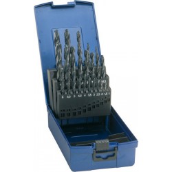 Jeu de forets hélicoïdaux, coffret plastique, en acier à coupe rapide, type N, DIN 338, rectifié, Ø h8 : 6,00-10,00 mm, Nombre de forets 41 pièces