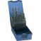 Jeu de forets hélicoïdaux, coffret plastique, en acier à coupe rapide, type N, DIN 338, rectifié, Ø h8 : 1,00-10,50 mm, Nombre de forets 24 pièces