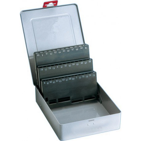 Coffret métallique, vide, Pour Ø de foret : 1,00-10,00 mm, Nombre de forets 24 pièce, Pas 0,5 mm + K.B.