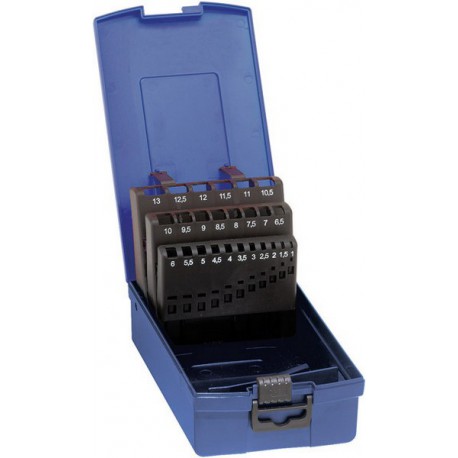 Coffret en plastique, vide, Pour Ø de foret : 1,00-10,50 mm, Nombre de forets 24 pièce, Pas 0,5 mm + K.B.