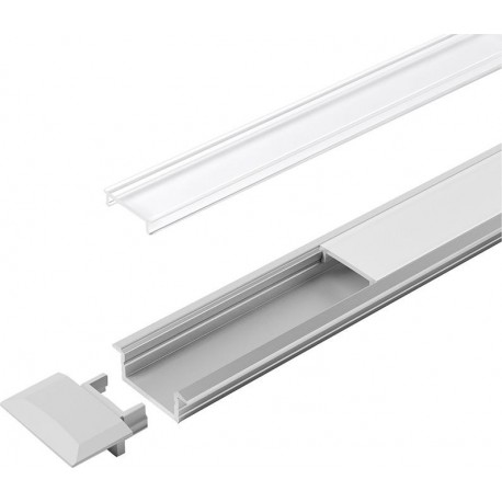 Profil encastré en aluminium C opal L 2000 mm, Profil