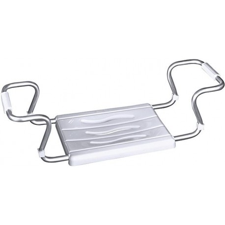 Siège de Baignoire Secura Extensible, Capacité de Charge 150 kg, Acier, Plastique, Blanc Dimensions 55-65 x 18 x 26 cm