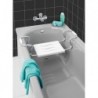 Siège de Baignoire Secura Extensible, Capacité de Charge 150 kg, Acier, Plastique, Blanc Dimensions 55-65 x 18 x 26 cm