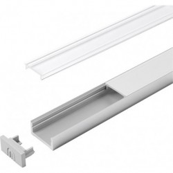 Profil encastré en aluminium D clair L 2000 mm, Profil