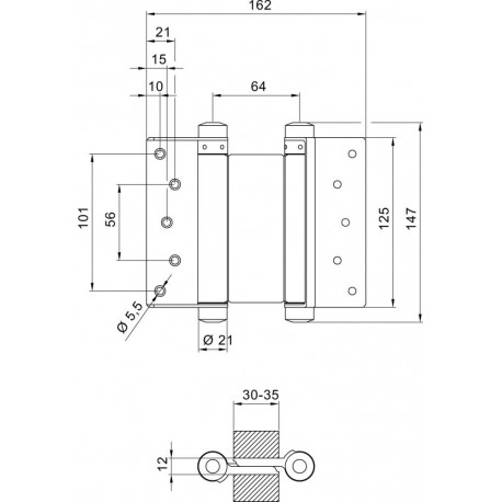 Charnières Nr.33 Acier inoxydable Pièces 125mm