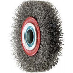 Brosse circulaire, fil d'acier de 0,3 mm, ondulé, Ø de la brosse : 100 mm, Epaisseur du fil 0,30 mm, Larg. : de travail 20 mm, Vitesse maxi. : 8000 tr/mn