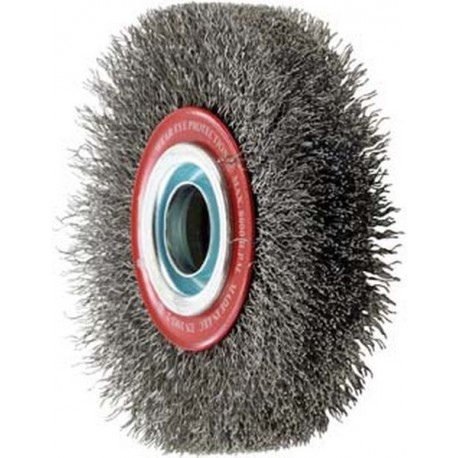 Brosse circulaire, fil d'acier de 0,3 mm, ondulé, Ø de la brosse : 200 mm, Epaisseur du fil 0,30 mm, Larg. : de travail 30 mm, Vitesse maxi. : 4500 tr/mn