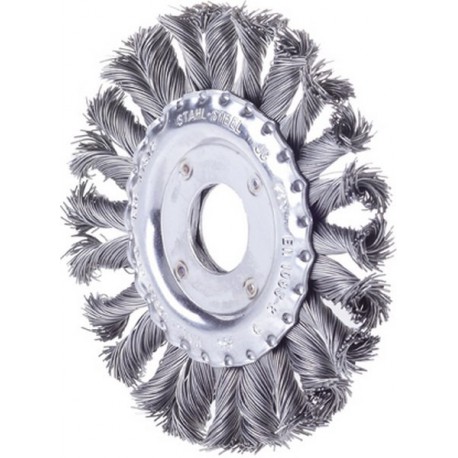 Brosse circulaire, fil d'acier trempé, torsadé, Ø de la brosse : 178 mm, Epaisseur du fil 0,50 mm, Larg. : de travail 13 mm, Vitesse maxi. : 12500 tr/mn
