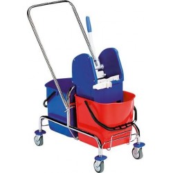 Chariot de lavage chromé, 2x15l