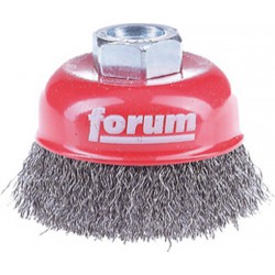 Brosse à boisseau, fil d'acier trempé, ondulé., Ø de la brosse : 80 mm, Epaisseur du fil 0,30 mm, Vitesse maxi. 8500 tr/mn