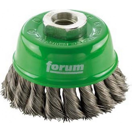 Brosse en forme de coupe, fil d'acier inoxydable, torsadé, Ø de la brosse : 65 mm, Epaisseur du fil 0,35 mm, Vitesse maxi. 12500 tr/mn