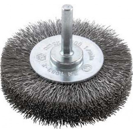 Brosse circulaire pour outils, fils ondulés, Ø de la brosse : 60 mm, Epaisseur du fil 0,30 mm, Larg. : de travail 18 mm, Vitesse maxi. : 15000 tr/mn