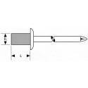 Rivet Stand. a 75 unités Tête ronde plate 4,8x16mm FORTIS