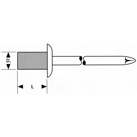 Rivet Stand. a100 unités Tête ronde plate 3,2x 8mm FORTIS