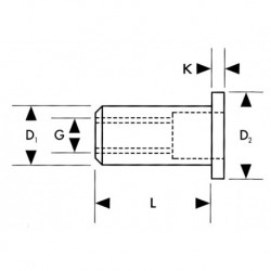 Ecrou à sertir aveugle a 50 unités M8x15 mm FORTIS