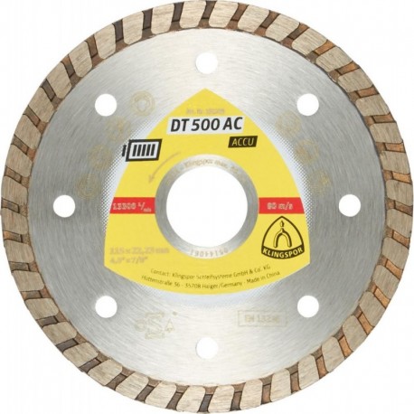 Meule à tronçonner diamant DT500AC Turbo 125x1,9mm KLINGSPOR 1 PCS