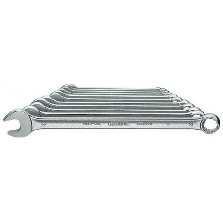 Jeu de clés mixtes, modèle extra-long, 12 pièces, Contenu : 10 11 12 13 14 17 19 22 24 27 30 32 mm