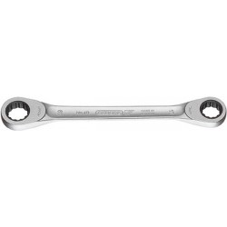 Clé polygonale double à cliquet, Cote s/plats : 8 x 10 mm, Long. 144 mm, Angle de travail 7 °