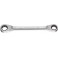 Clé polygonale double à cliquet, Cote s/plats : 17 x 19 mm, Long. 235 mm, Angle de travail 6 °