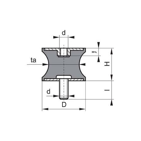 Silent bloc caoutchouc B GP BT 20x30 M6x18