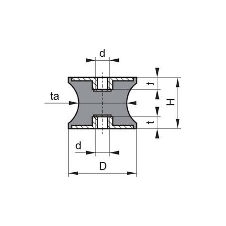 Silent bloc caoutchouc C GP CT 60x60 M10