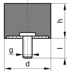 Silent bloc caoutchouc D40 x 30mm M8x23