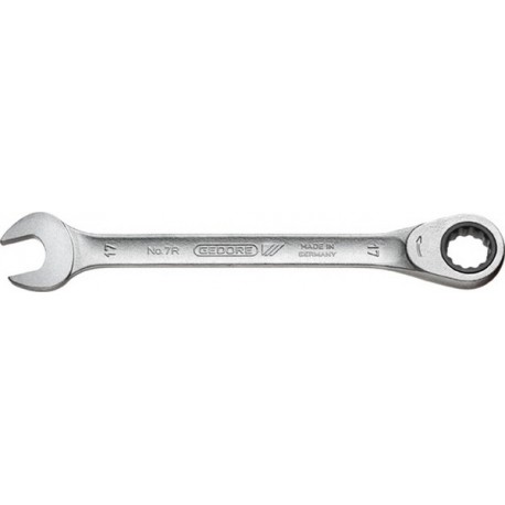 Clé mixte à cliquet, tête à cliquet droite, Cote s/plats : 34 mm, Long. 449 mm, Angle de travail 5 °