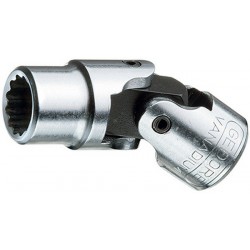 Douille à articulation 1/4'', Cote s/plats : 13 mm, Long. 42 mm