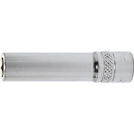 Douille 1/4'', métrique, modèle long, Cote s/plats : 13 mm, Long. 50 mm