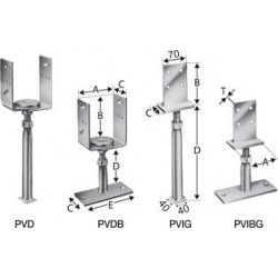 Pieds de poteaux PVDB80G (Par 8)