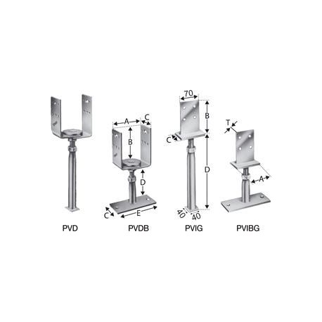 Pieds de poteaux PVDB80G (Par 8)