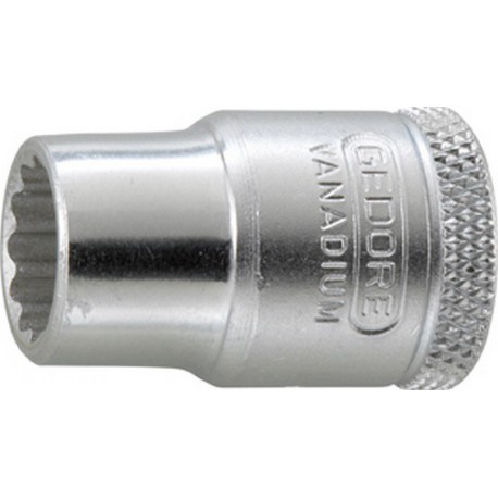 Douille 12 pans 3/8'', Cote s/plats : 22 mm, Long. 32 mm