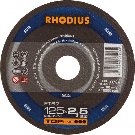 Disque de coupe FT67 125 x 2,5mm Rhodius(Par 25)