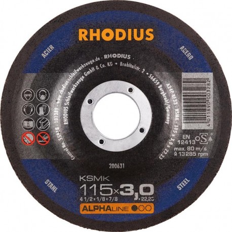 Disque de coupe KSMK 125 x 3,0mm coudé Rhodius(Par 25)