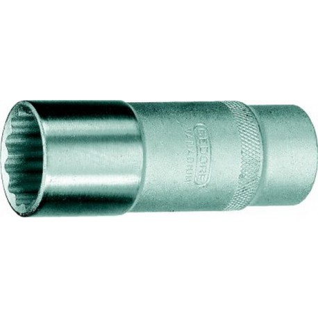 Douille 1/2'', modèle long, 12 pans, Cote s/plats : 30 mm, Long. 82 mm