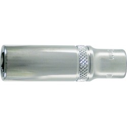 Douille 1/4'', modèle long, poli, Cote s/plats : 8 mm, Long. 50 mm