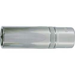 Douille 1/2'', modèle long, poli, Cote s/plats : 13 mm, Long. 77 mm
