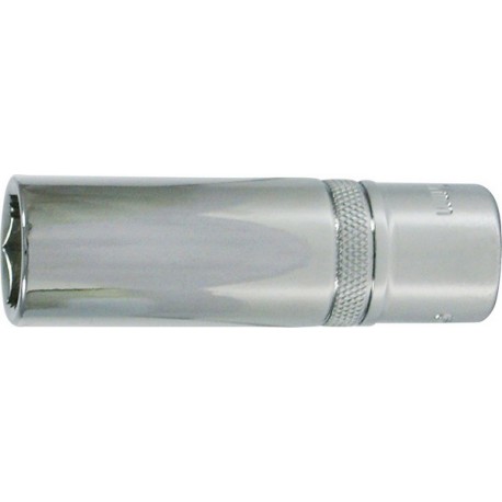 Douille 1/2'', modèle long, poli, Cote s/plats : 17 mm, Long. 77 mm