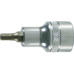 Embout de vissage 1/2'' pour vis femelle à 6 pans, poli, Cote s/plats : 17 mm, Long. 60 mm