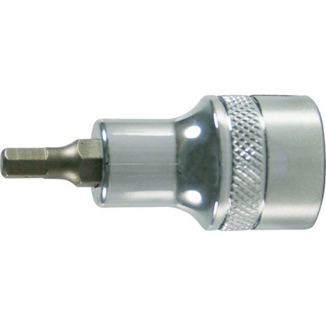Embout de vissage 1/2'' pour vis femelle à 6 pans, poli, Cote s/plats : 17 mm, Long. 60 mm