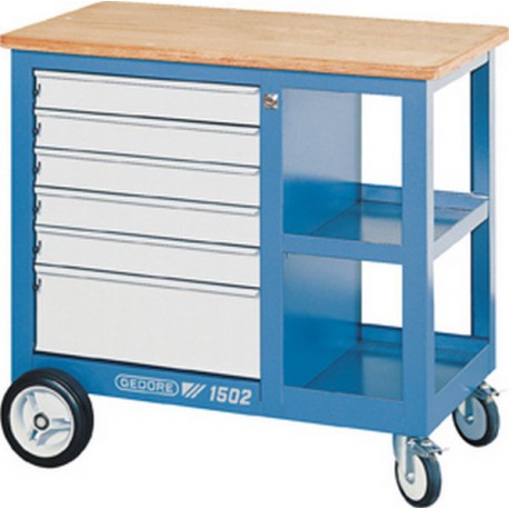 Servante roulante, type 1502, Dimensions L x l x H : 950 x 550 x 875 mm, Force portante statique/mobile 700/500 kg, Poids 65 kg